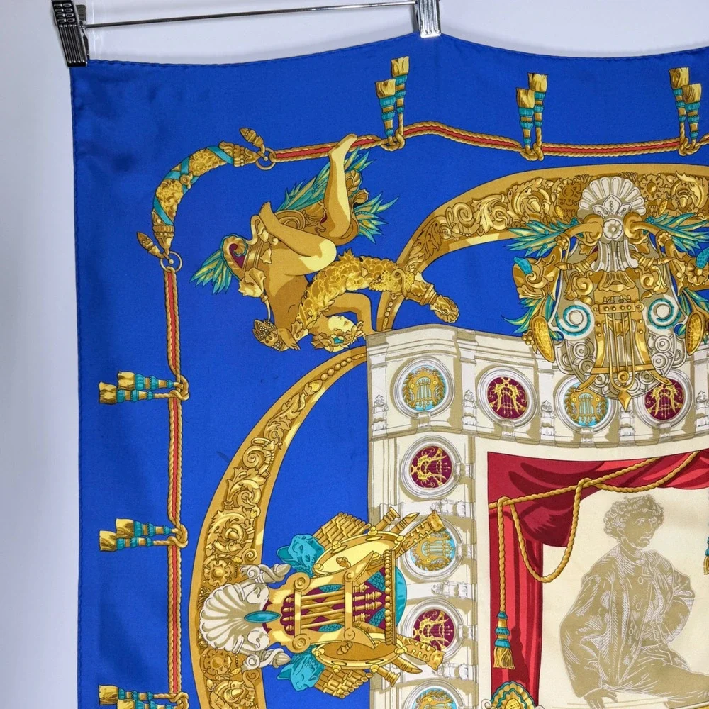 Hermes Paris Hommage a Charles Garnier Silk Scarf Blue Gold Bergdorf Goodman